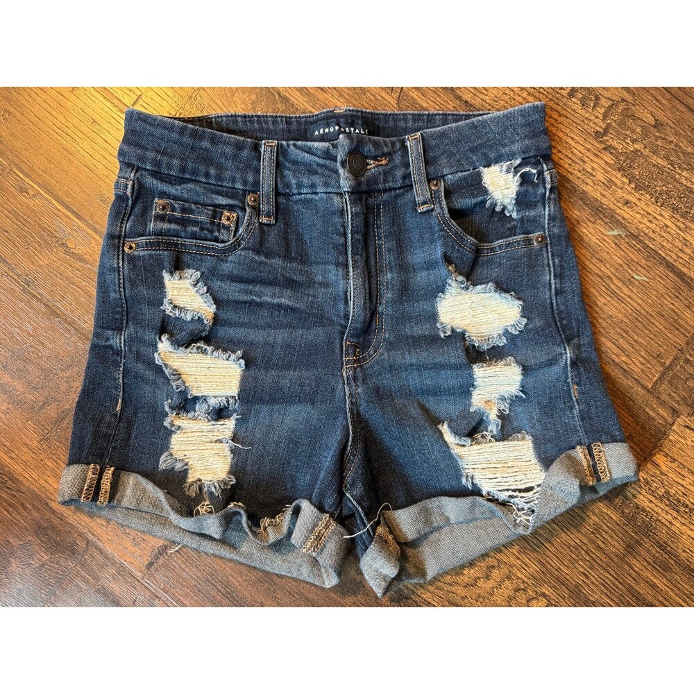 Aeropostale high rise curvy midi denim shorts size 8